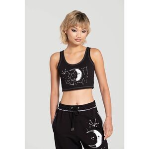 Hell Bunny Solaris Black Graphic Moon Celestial Crop Top